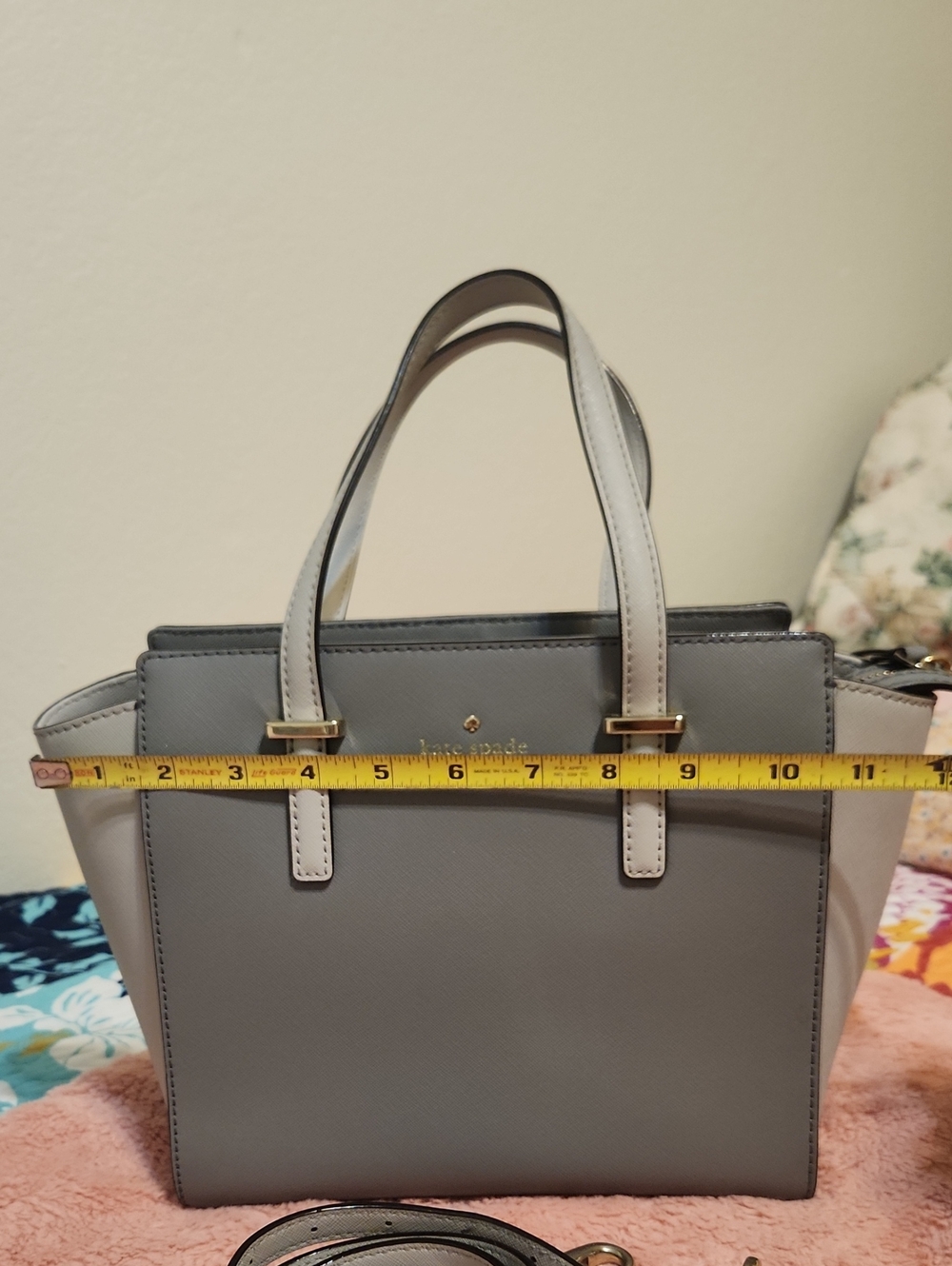 KATE SPADE Two-Tone Light Gray Satchel with Pale Gray Sides - Picture 11 of 12